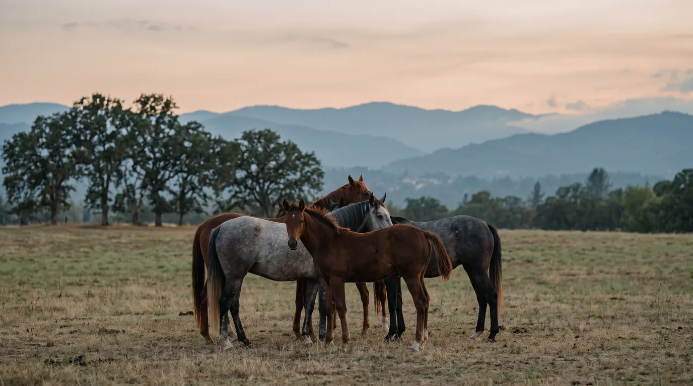 Chevaux en liberté, Les Écuries de Montcarra, Isère